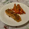 Pistachio and Citrus Salmon with Roasted Carrots