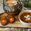 Roasted Red Pepper Soup with Herbed Cream Cheese