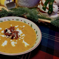 Sweet Potato Soup with Toasted Pecans and Goat Cheese
