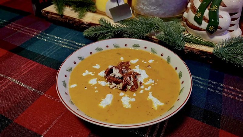 Featured image of post Sweet Potato Soup with Toasted Pecans and Goat Cheese